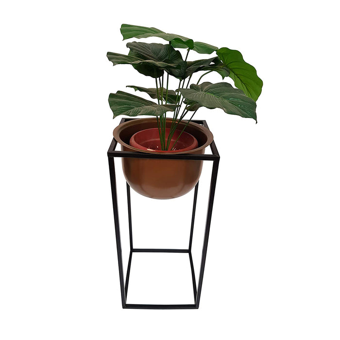 Metal Plant Pot with Black Stand for Home Decoration