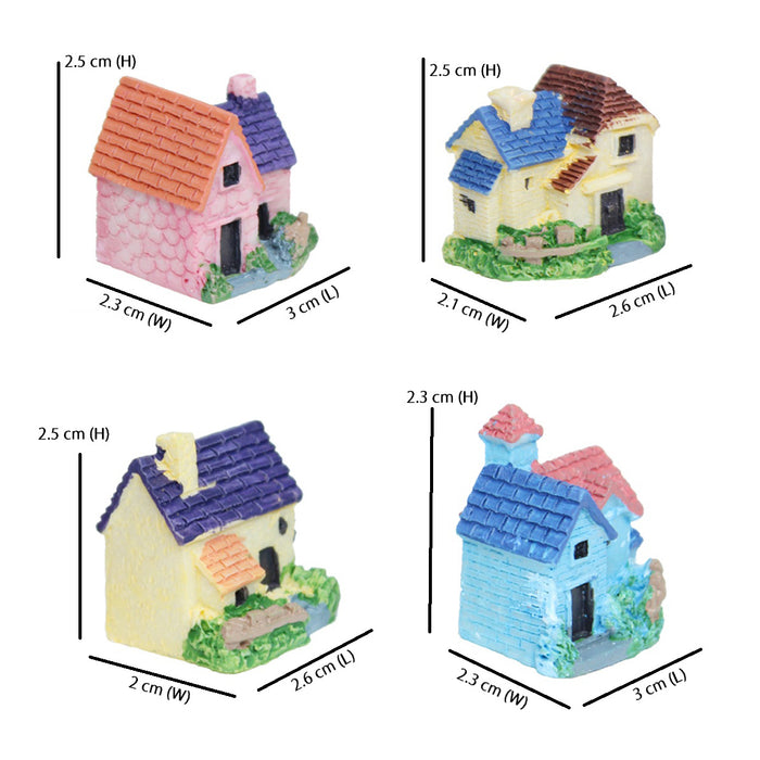 Miniature Toys - Wonderland Miniature Toys - Set of 4 Small Colourful Houses ( Fairy garden accessories)