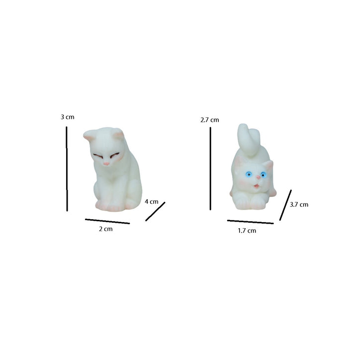 Miniature Toys : (Set of 4) White kitty for Fairy Garden Accessories