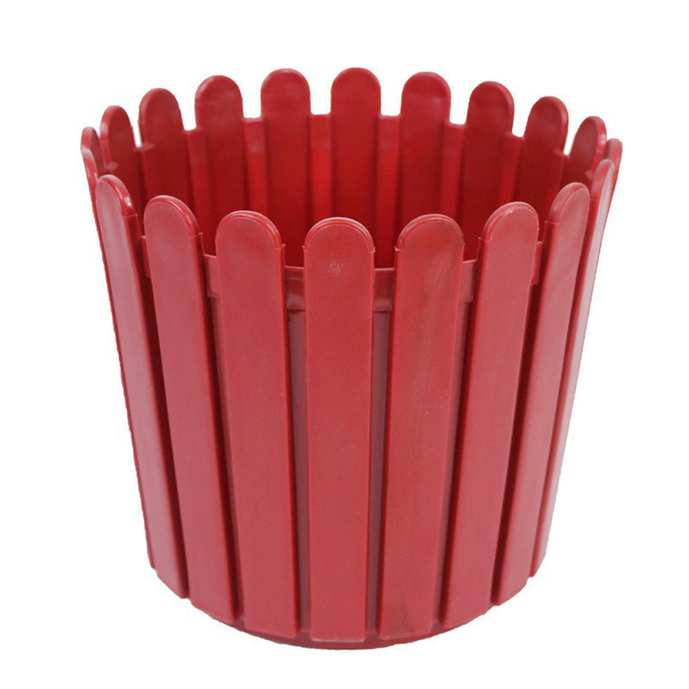 (Set of 2) 6 inch French Round Planters , Premium Plastic pots, Uv Protected (Red)