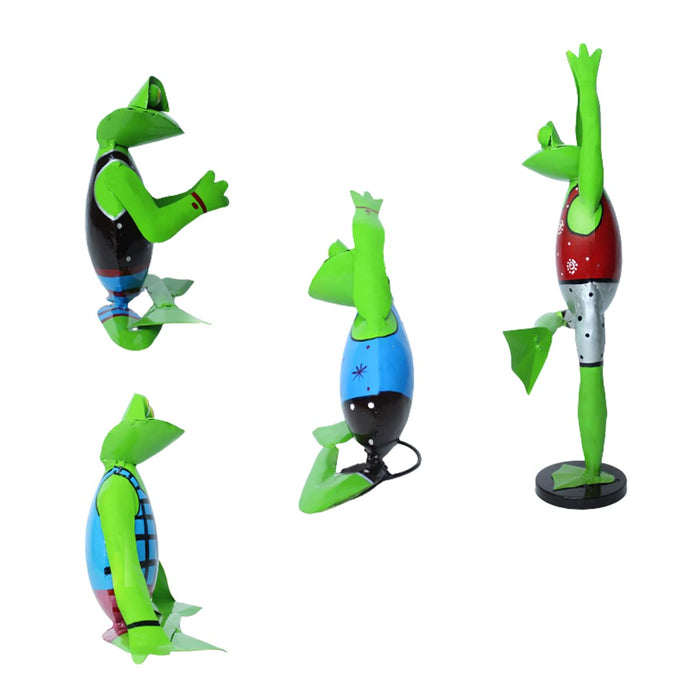 (Set of 4) Metal Yoga Frogs for Home and Garden Decoration