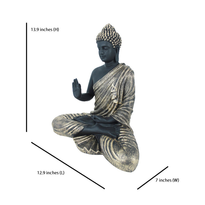 14 inches Buddha Statue for Home Decoration (Black & Golden)
