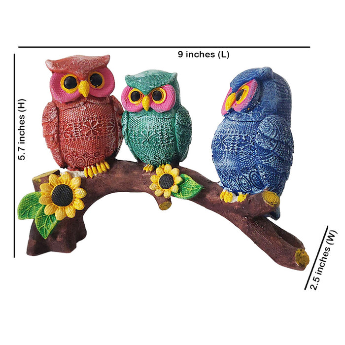 Three owl on Branch Statue for Home Decoration