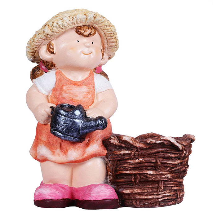 Farm Girl with Watercan Planter for Graden Decoration