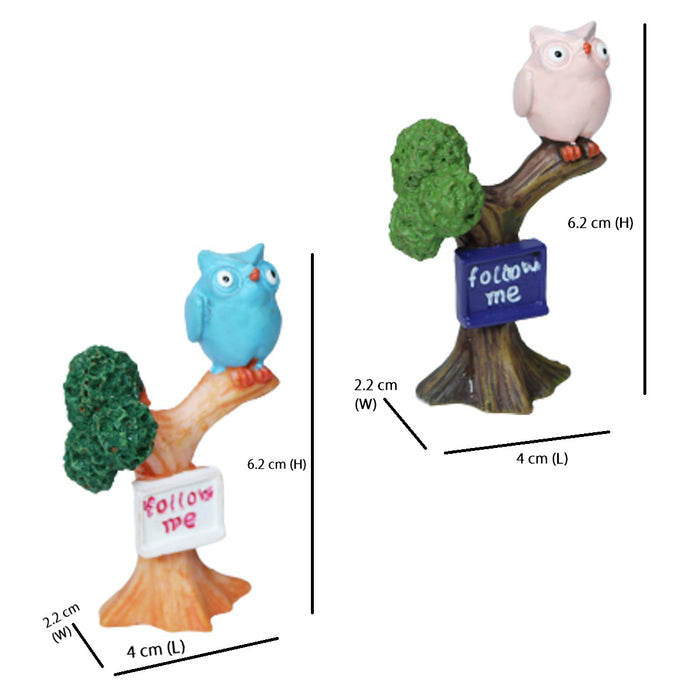 Miniature Toys : (Set of 2) Owls on Tree for Fairy Garden Accessories