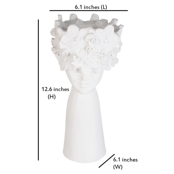 White Flower Boy Planter Pot for Home and Balcony Decoration