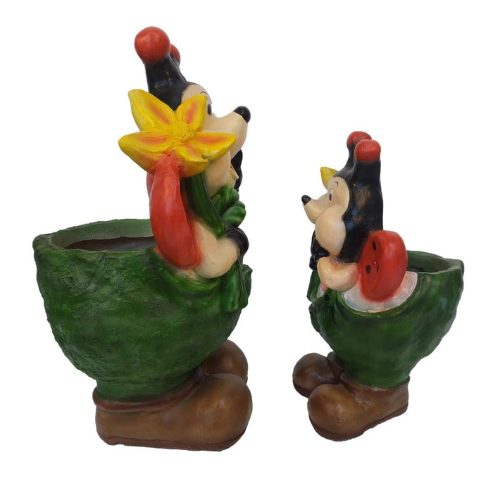 (Set of 2) Ladybug Planters for Home and Garden Décoration