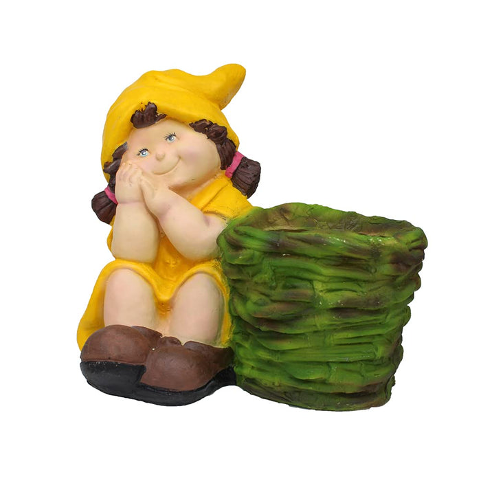 Girl with Pot Planter for Balcony and Garden Decoration