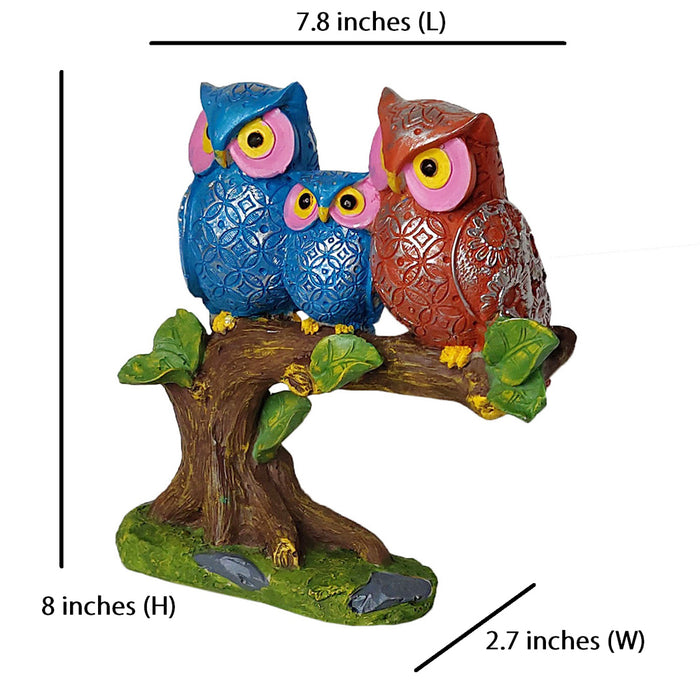 Three Owls on Branch for Home Decoration