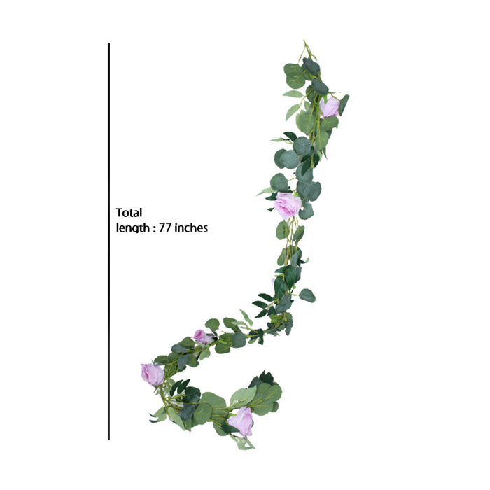 (Set of 2) Artificial Rose Flower String (Light Purple) for Home Décor.