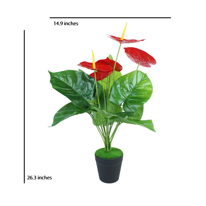 Artificial Anthurium Plant with Pot for Indoor and Outdoor Decoration