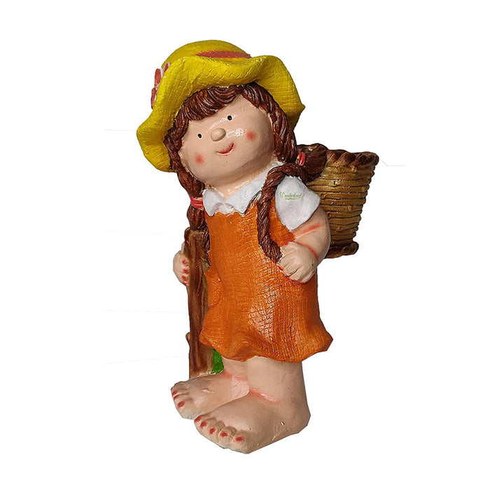Girl with Pot on Back Planter for Balcony and Garden Decoration