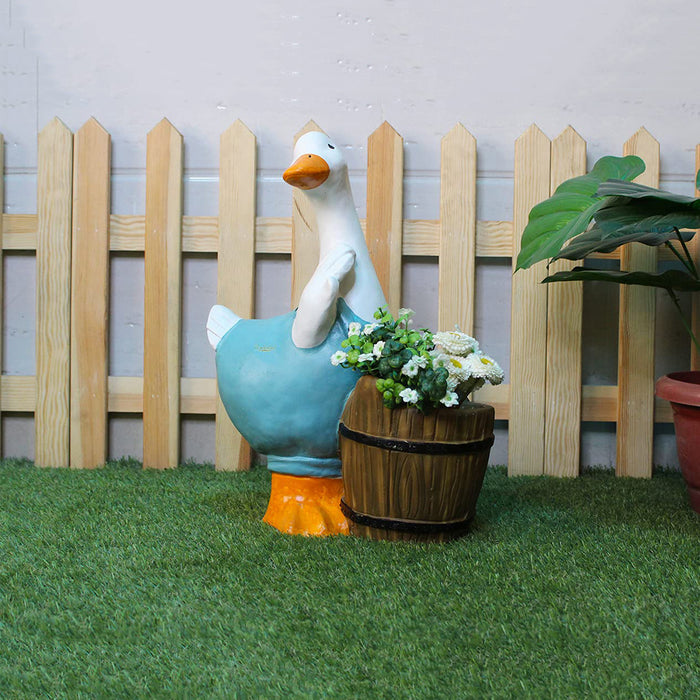 Duck with Pot Planter for Home, Balcony and Garden Decorative (Blue)
