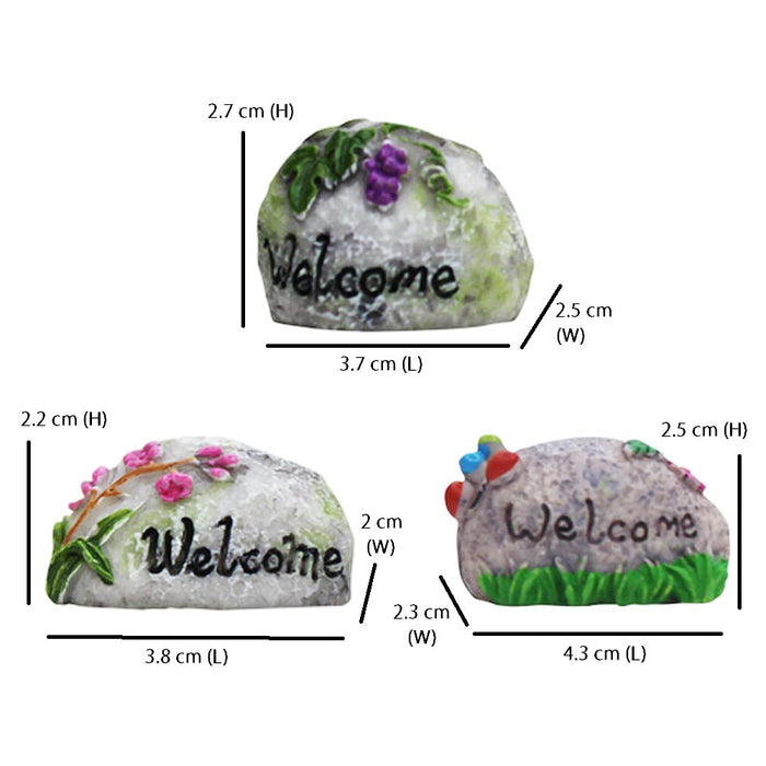 (Set of 6) Welcome Home Stone Garden Miniature for Landscape Decoration,Plants Home Decor Gift Accessories