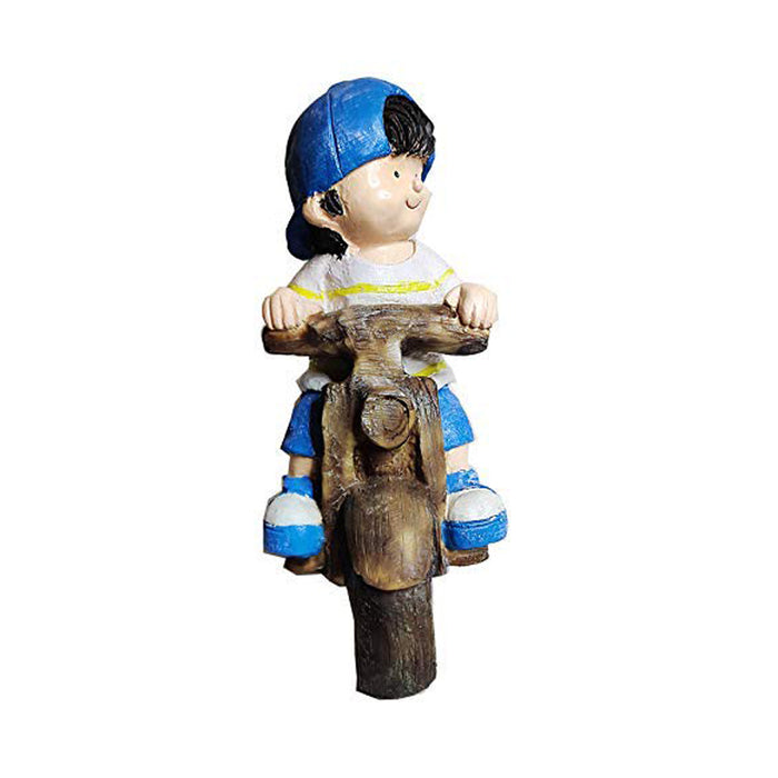 Boy on Cycle Flower pots for Balcony and Garden Decoration (Blue)