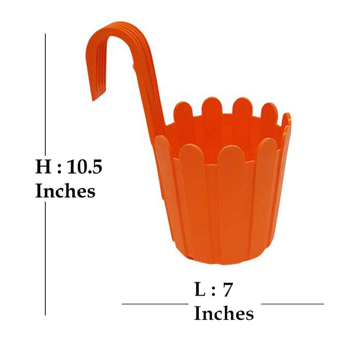 Wonderland (Set of 5) French Hook Premium Plastic Railing Planter in Orange