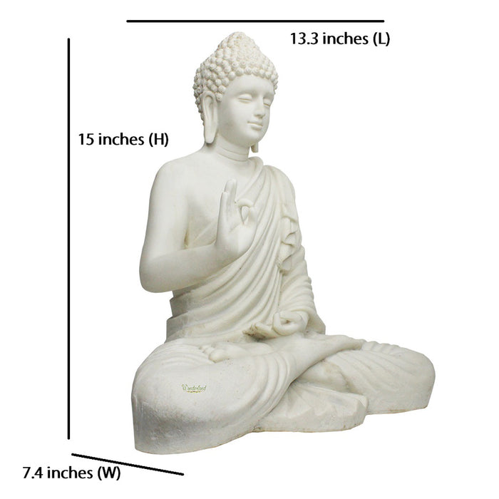 14 Inch Buddha Statue for Home and Garden Decoration (White)