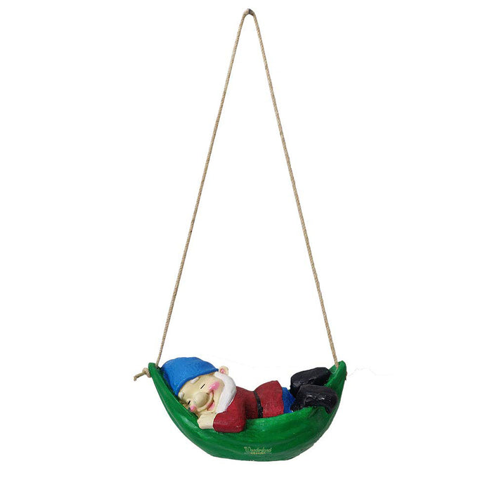 Gnome on Hammock for Balcony and Garden Decoration