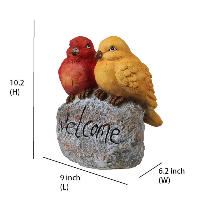 Birds on Rock with Welcome for Balcony and Garden Decoration