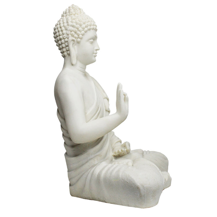 14 inch Buddha Statue for Home and Garden Decoration (White)
