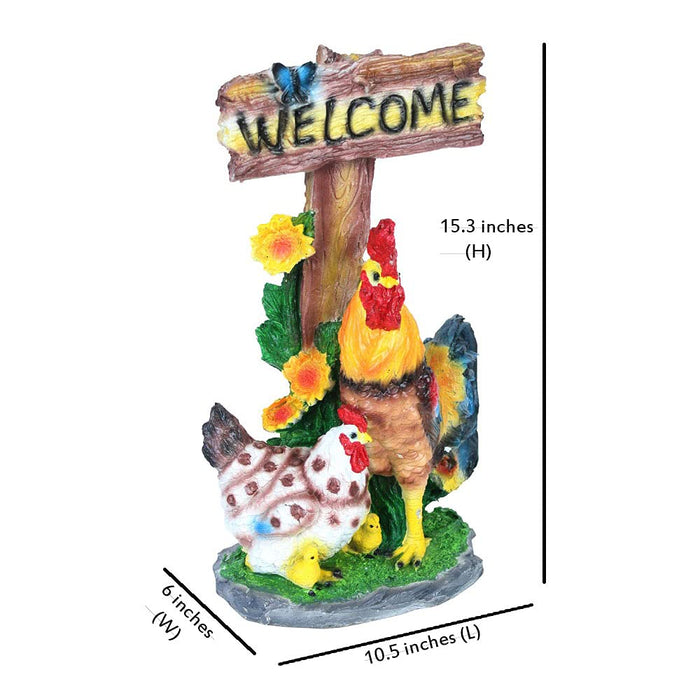 Hen with Welcome Stand Statue for Garden Decoration