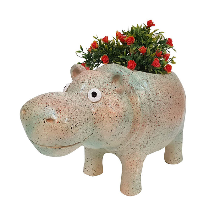 (Set of 4) Hippo Planter Set for Home and Garden Decoration