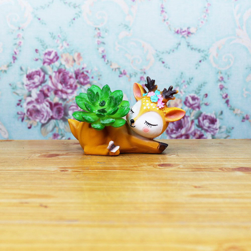 Lying Deer Succulent Pot for Home Decoration