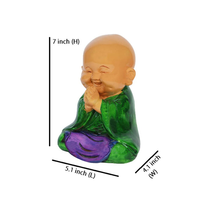 Sitting Monk Statue Home and Balcony Decoration (Green)