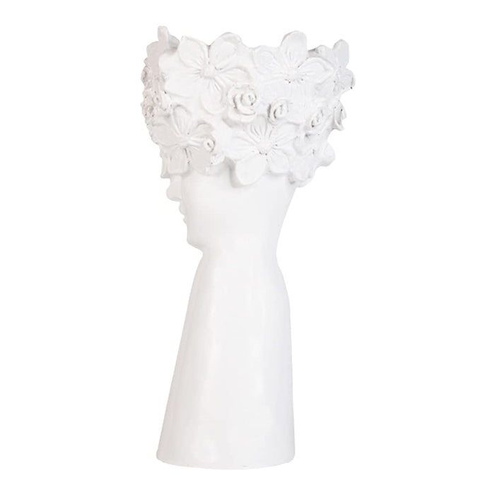 White Flower Boy Planter Pot for Home and Balcony Decoration