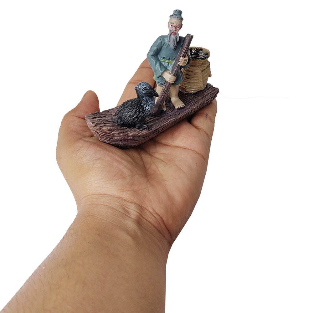 Miniature Toys: Fisherman Boat with Bird for tray gardening