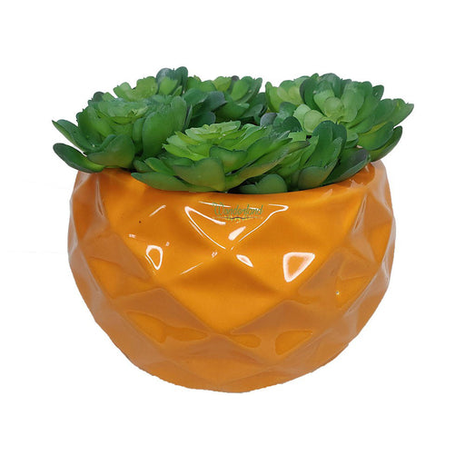 Small Pineapple Ceramic Pot for Home and Garden Decoration (Yellow) - Wonderland Garden Arts and Craft