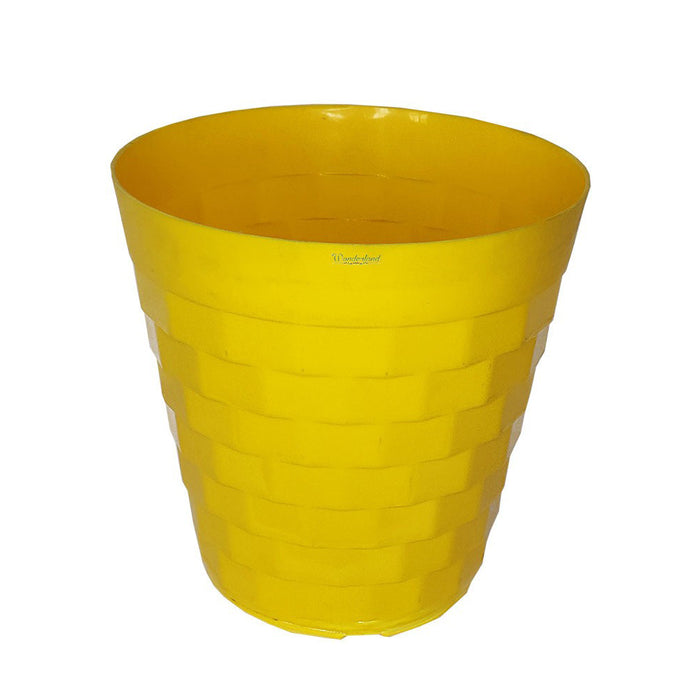 ( Set of 4) 10 inches Brix Plastic Round Garden pots for Outdoor(Yellow)
