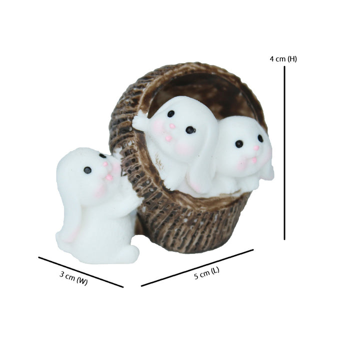 Miniature Toys : (Set of 2) Rabbit in Basket