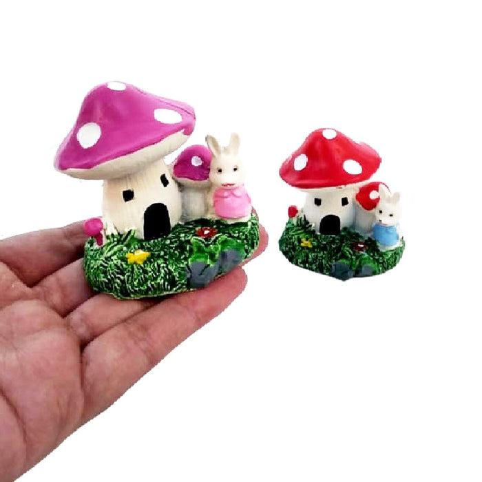 Miniature Toys : (Set of 2 ) Mushroom House for fairy garden accessories
