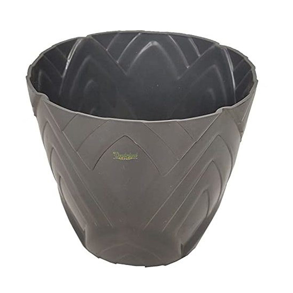 Set of 2 : Grey Lotus 8 Inches PP/ PVC / High Quality Plastic Planter