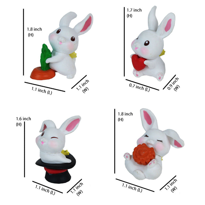 Miniature Resin Bunnies with Ears Up Fairy Garden Toys Accessories (Standard Size) -Set of 4 - Wonderland Garden Arts and Craft