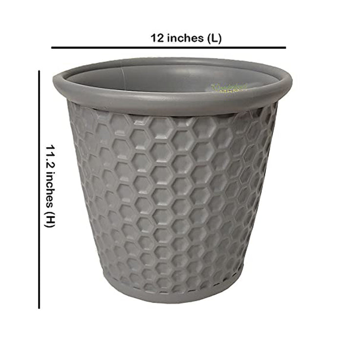 Single : Grey Honeycomb 12 Inches PP/ PVC / High Quality Plastic Planter