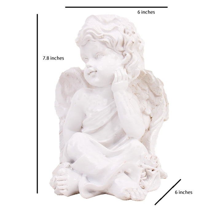 Pure White Angel Showpiece for Home and Garden Decor