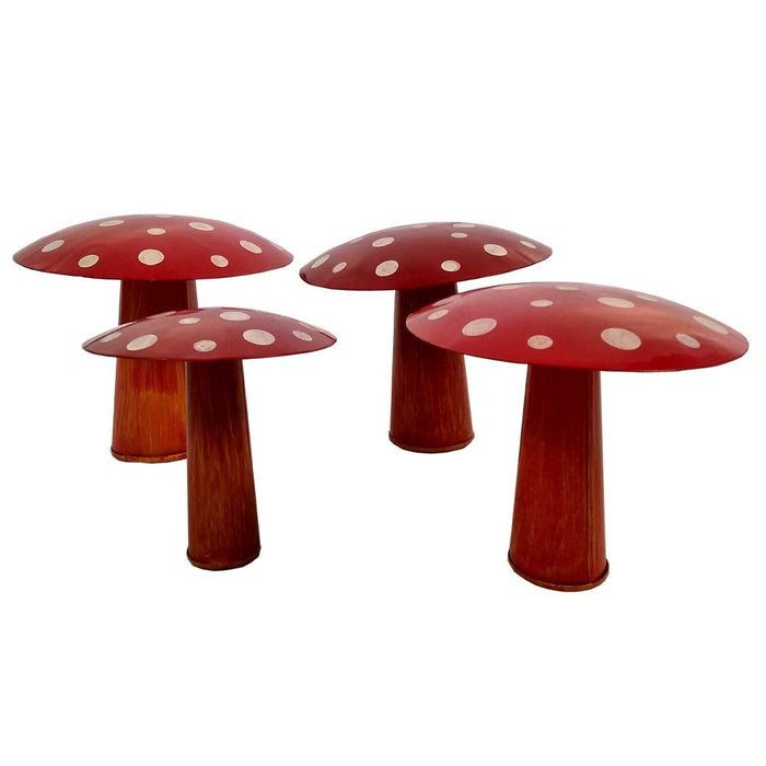 (Set of 4) Metal Mushroom Set for Garden Decorartion