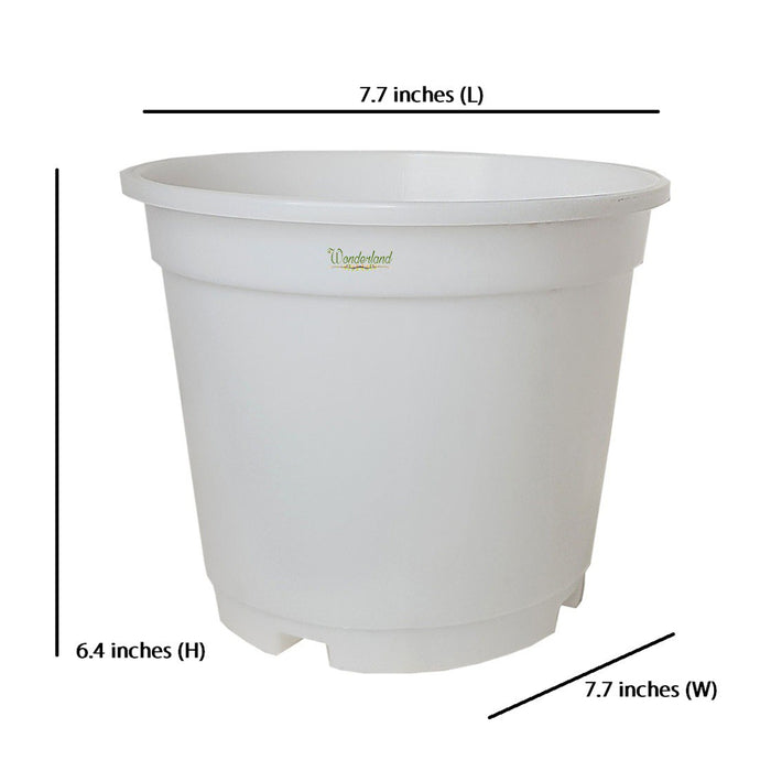 8 inch Set of 3  plastic pots for Outdoor ( Plastic Pots for Home Plants) (White)