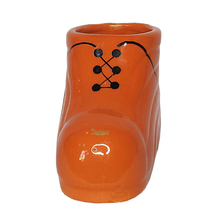 Shoe Shape Ceramic Pot for House and Garden Decoration (Orange) - Wonderland Garden Arts and Craft