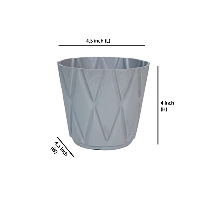 (Set of 4) 4 x 4" Solitaire Pot for Home Garden, Grey