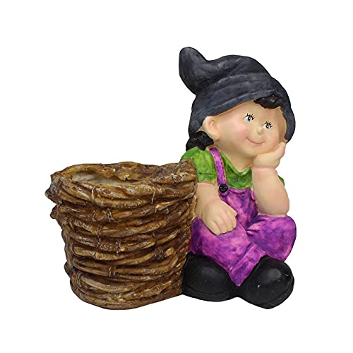 Boy with Pot Planter for Balcony and Garden Decoration (Purple)