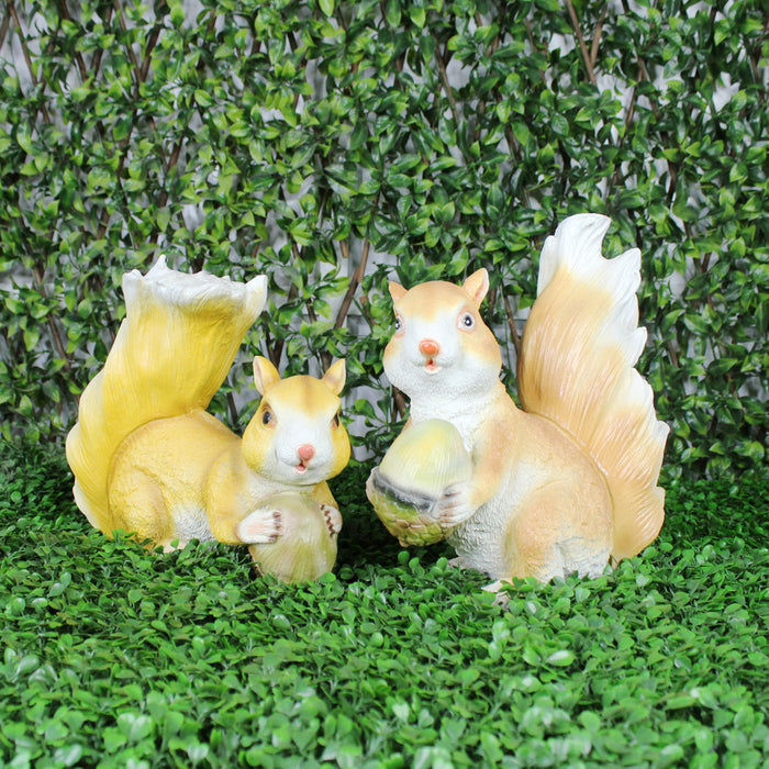 (Set of 2) Resin Squirrel Statue for Garden Decoration
