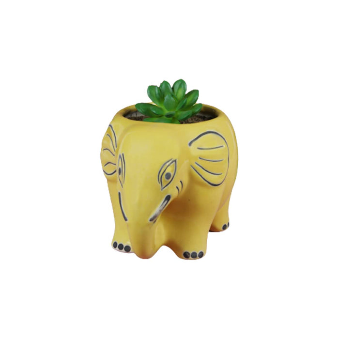 Ceramic New Elephant Pot for Home Decoration (Yellow)