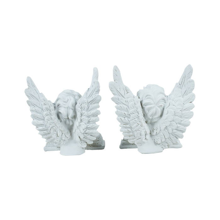 (Set of 2) Angels Statue with Big Wings & Book