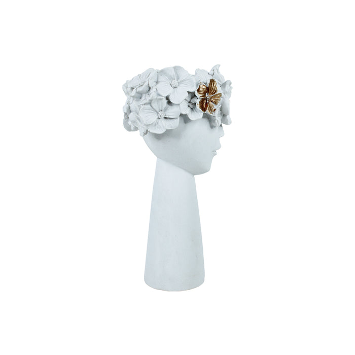 Ceramic Flower Boy Pot for Home Decoration (White)