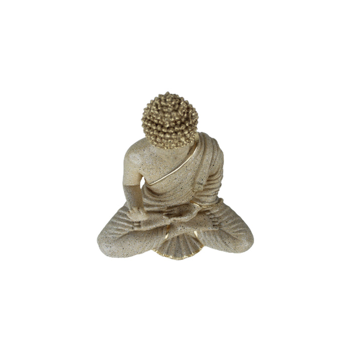 14 inches Buddha Statue for Home Decoration (Marble Beige)