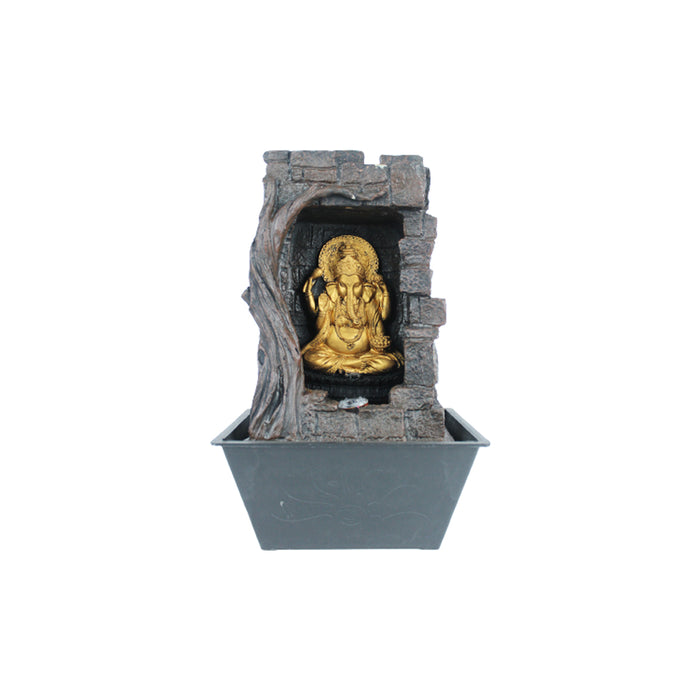 Table Top Ganesh Fountain for Home Decoration (Brown)