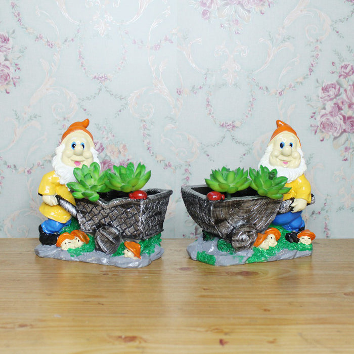 (Set of 2) Small Gnome Succulents for Home Decoration